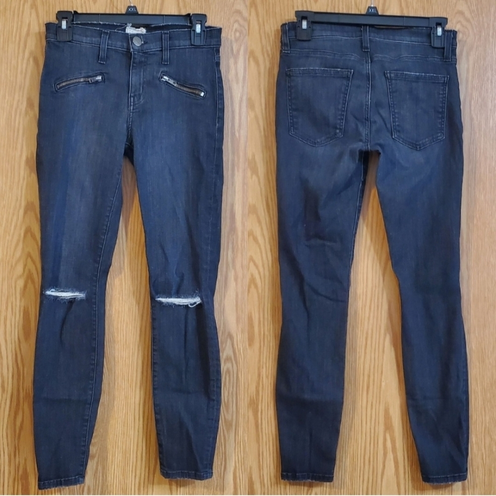 Current Elliott The Soho Stilletto, Black Calliber Destroy Skinny Jeans Size 27